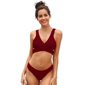 Maroon Wrap Up Bikini Top